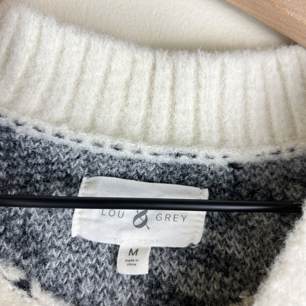 Lou & Grey White Black Houndstooth Crew Neck Tunic Sweater - Picture 3 of 6